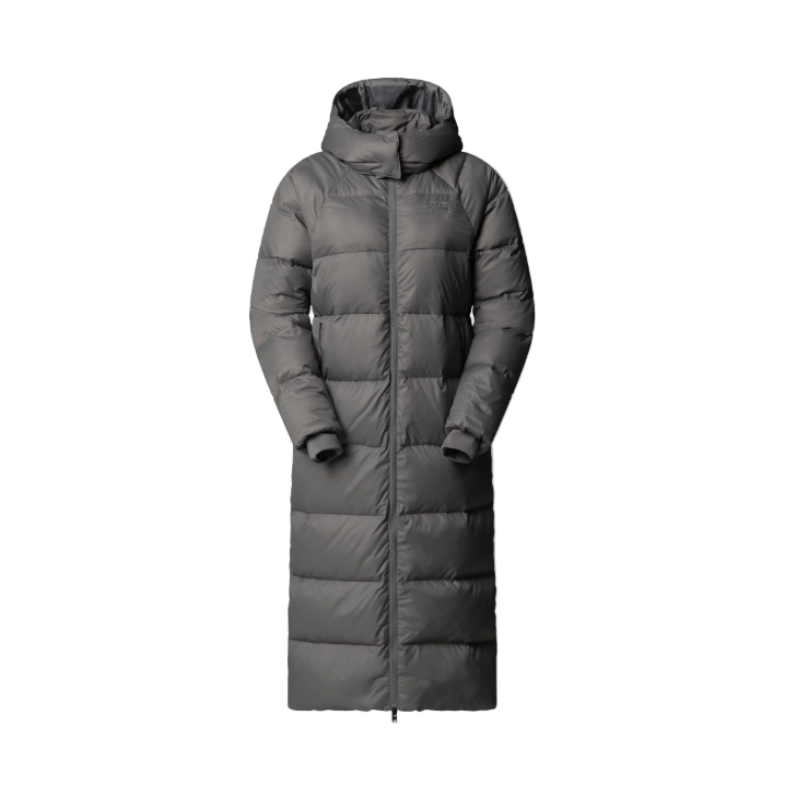The North Face Womens Coat Hydrenalite City Long Down Hooded Parka Smoked Pearl