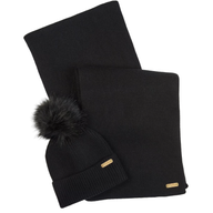 Barbour International Womens Scarf/Beanie Mallory Gift Set Black