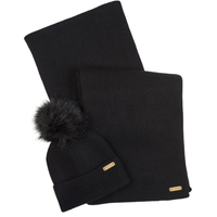 Barbour International Womens Scarf/Beanie Mallory Gift Set Black