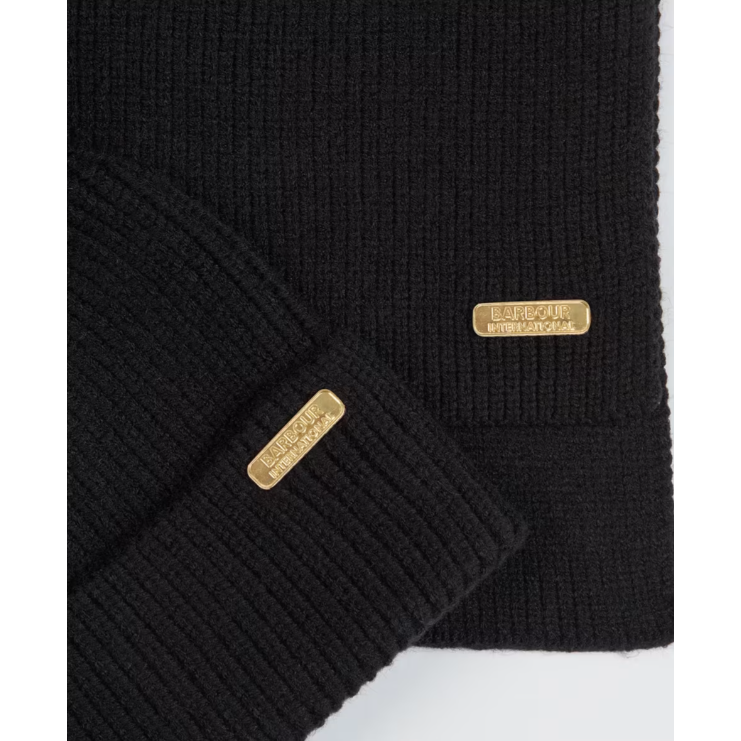 Barbour International Womens Scarf/Beanie Mallory Gift Set Black