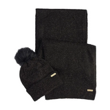 Barbour International Womens Scarf/Beanie Sparkle Gift Set Black