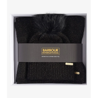 Barbour International Womens Scarf/Beanie Sparkle Gift Set Black