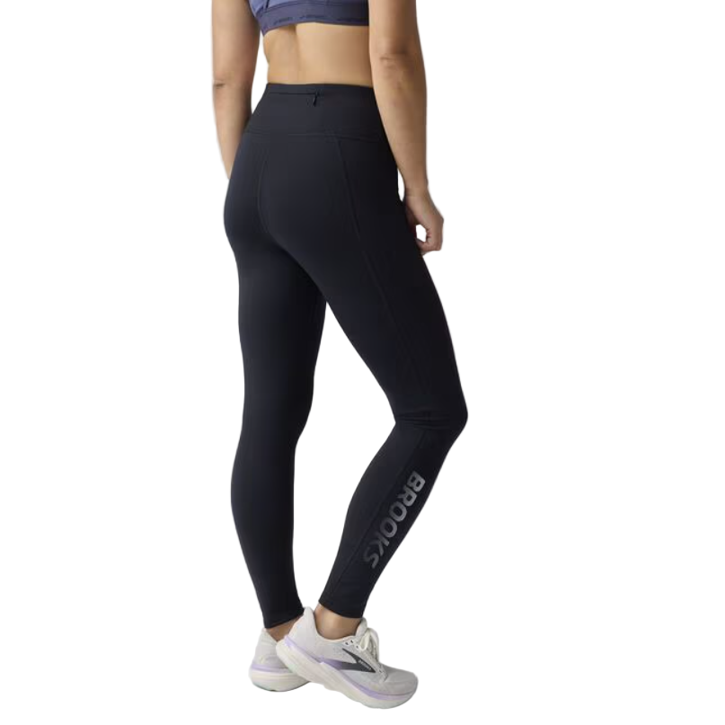 Brooks Womens Tight Momentum Thermal  2.0 Black/Speed Logo