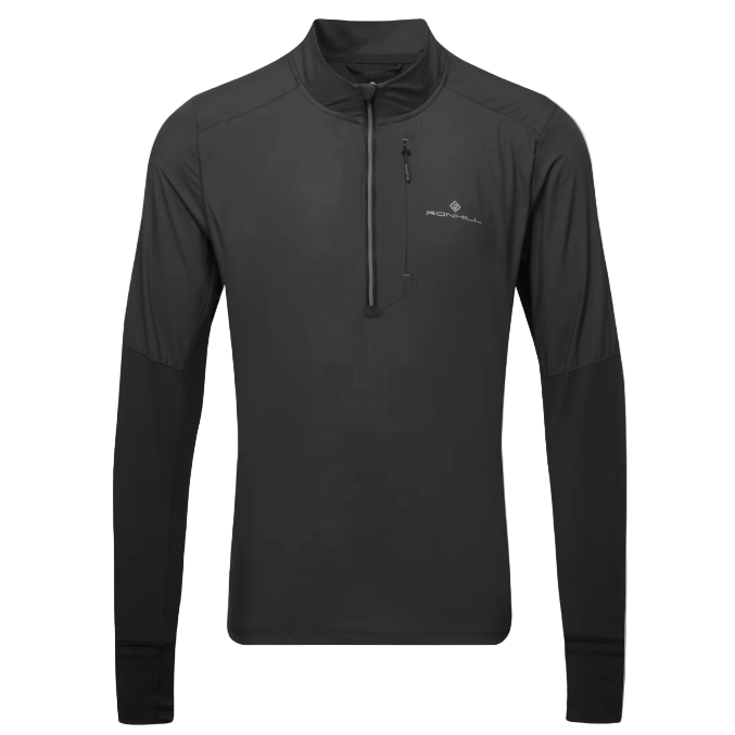 Ronhill Mens Jacket Tech Wind-Block ½ Zip All Black