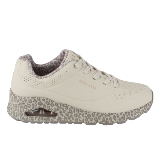 Skechers Womens Trainers Uno-Safari Time White/Leopard