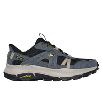 Skechers men's black and charcoal leather lace-up trainer