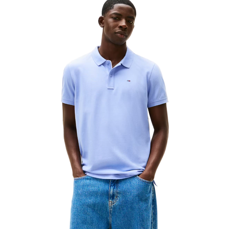 Tommy Jeans Mens Slim Placket Polo Nordic Iris