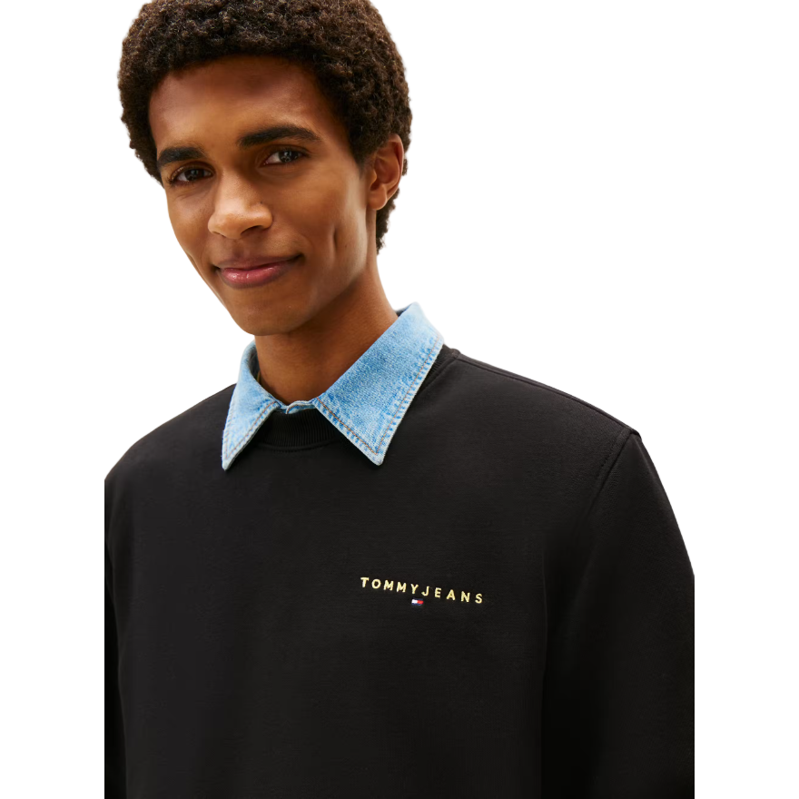 Tommy Jeans Mens Linear Crew Sweatshirt Black