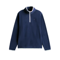 Tommy Jeans Mens Fleece Reg S Flag Polar Quarter Zip Dark Night Navy