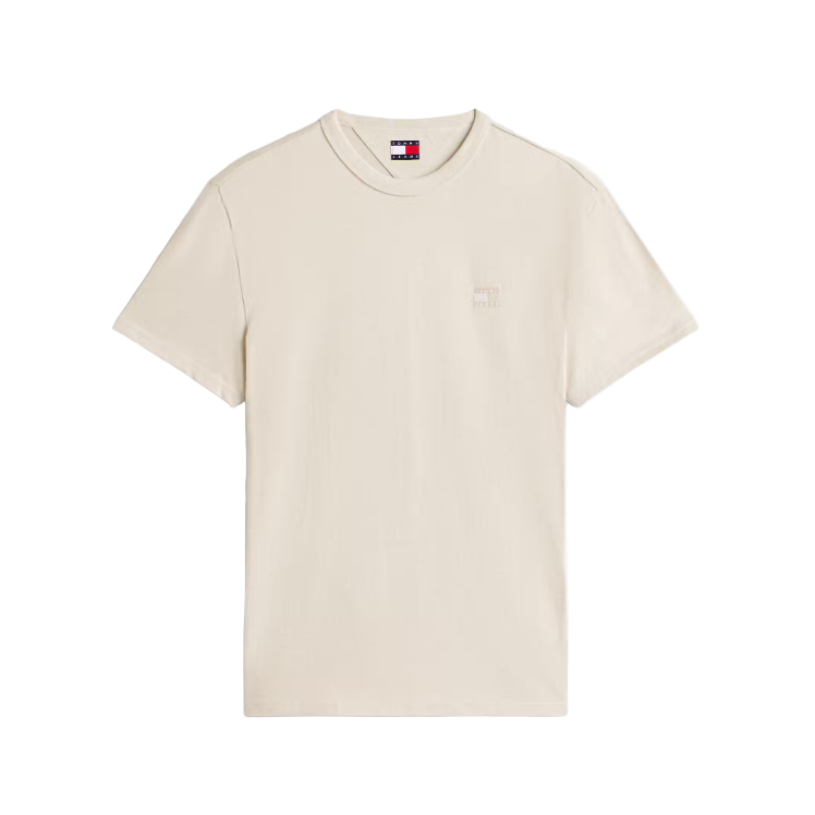 Tommy Jeans Mens T-Shirt Reg Badge Ext Ancient White