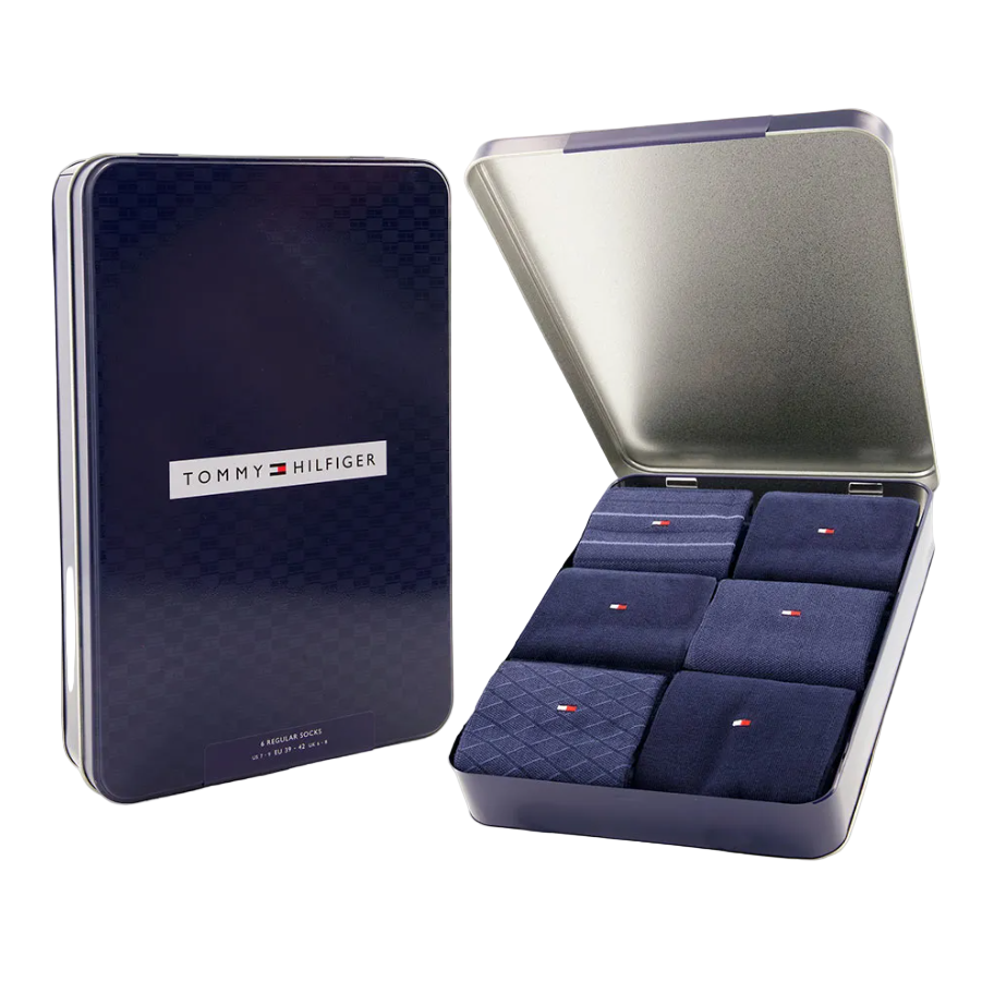 Tommy Hilfiger Mens 6 Pack Sock Giftbox Navy