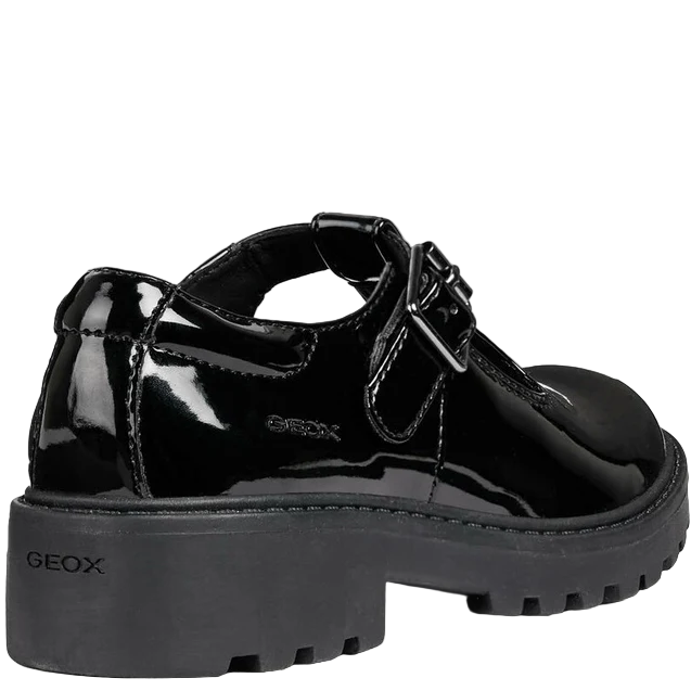 Geox Girls J Casey Shoe J8420E Black Patent