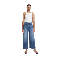 ICHI Womens Twiggy Cropped High Waist Jeans Medium Blue
