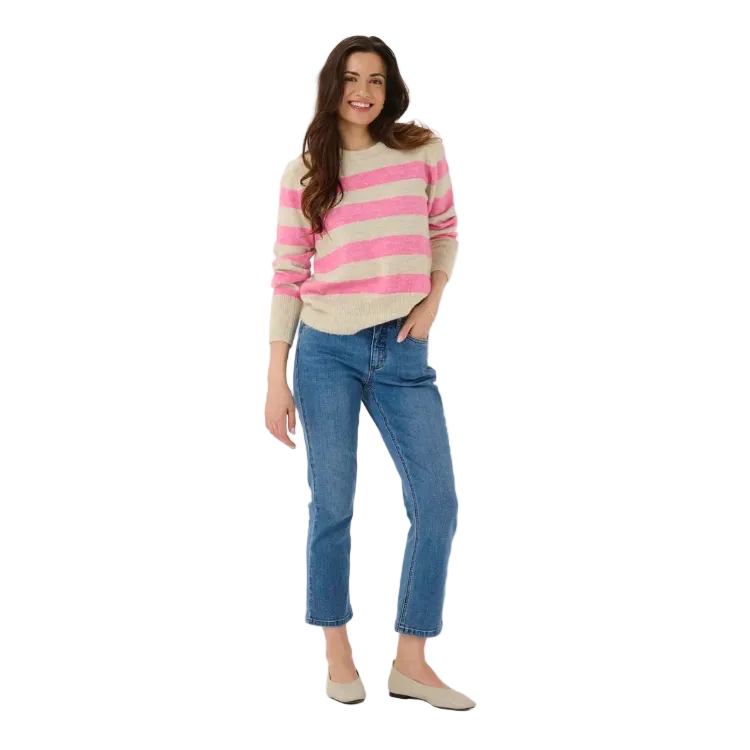 Kaffe Womns KAniel Striped Pullover Feather Grey Melange