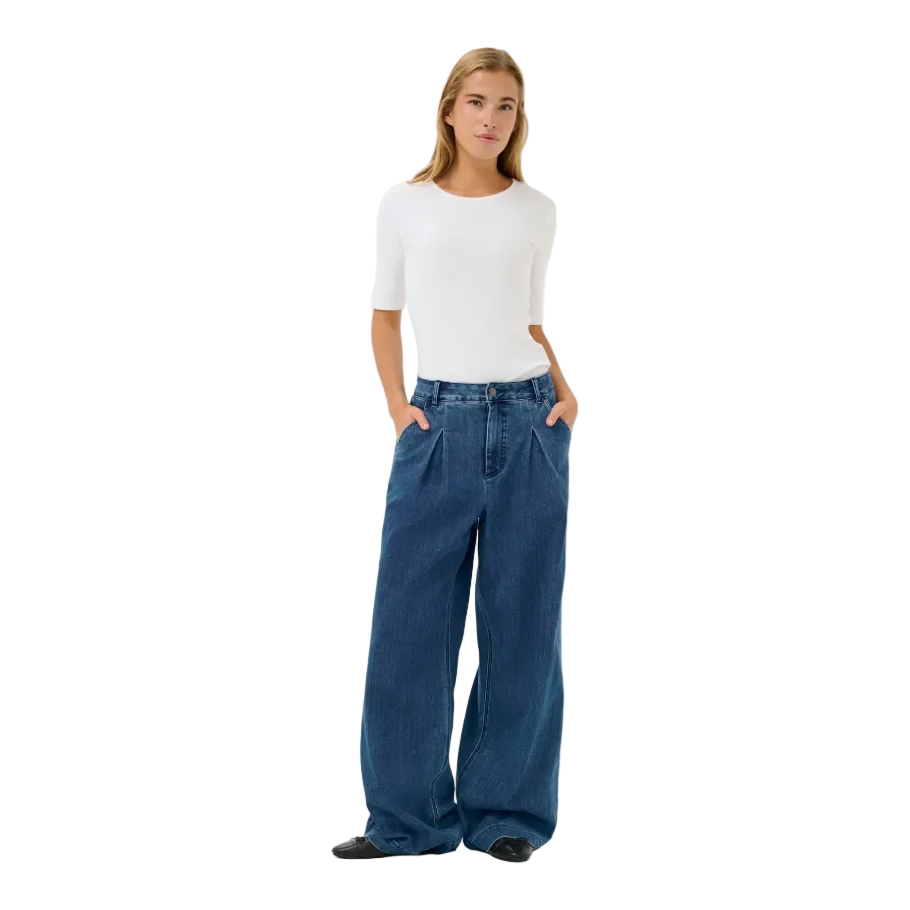 Kaffe Womens KAlea Wide Jeans Medium Blue Denim