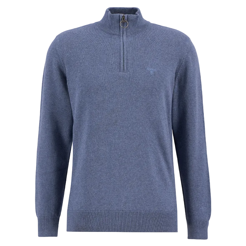 Barbour Mens Cotton Half Zip Knitted Jumper Dusk Blue