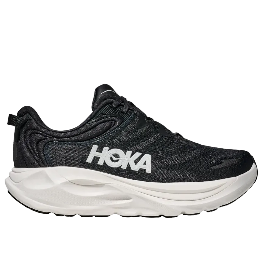 Hoka women's black and white mesh lace-up trainer
