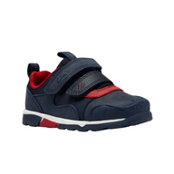 Clarks boys' navy and red leather trainer