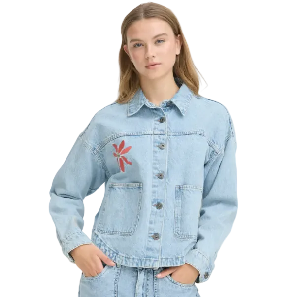 Ichi Womens Ihbauve Casual Jacket Light Blue Washed