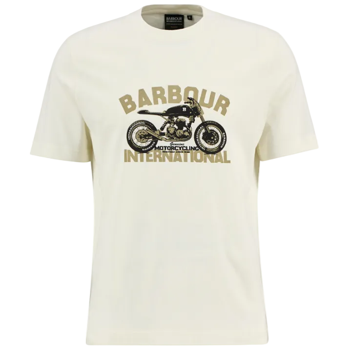 Barbour International Mens T-Shirt Shifter Graphic Print Whisper White