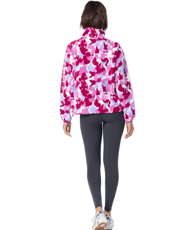 Gym+Coffee Womens Snap Polar Fleece Pink Pop