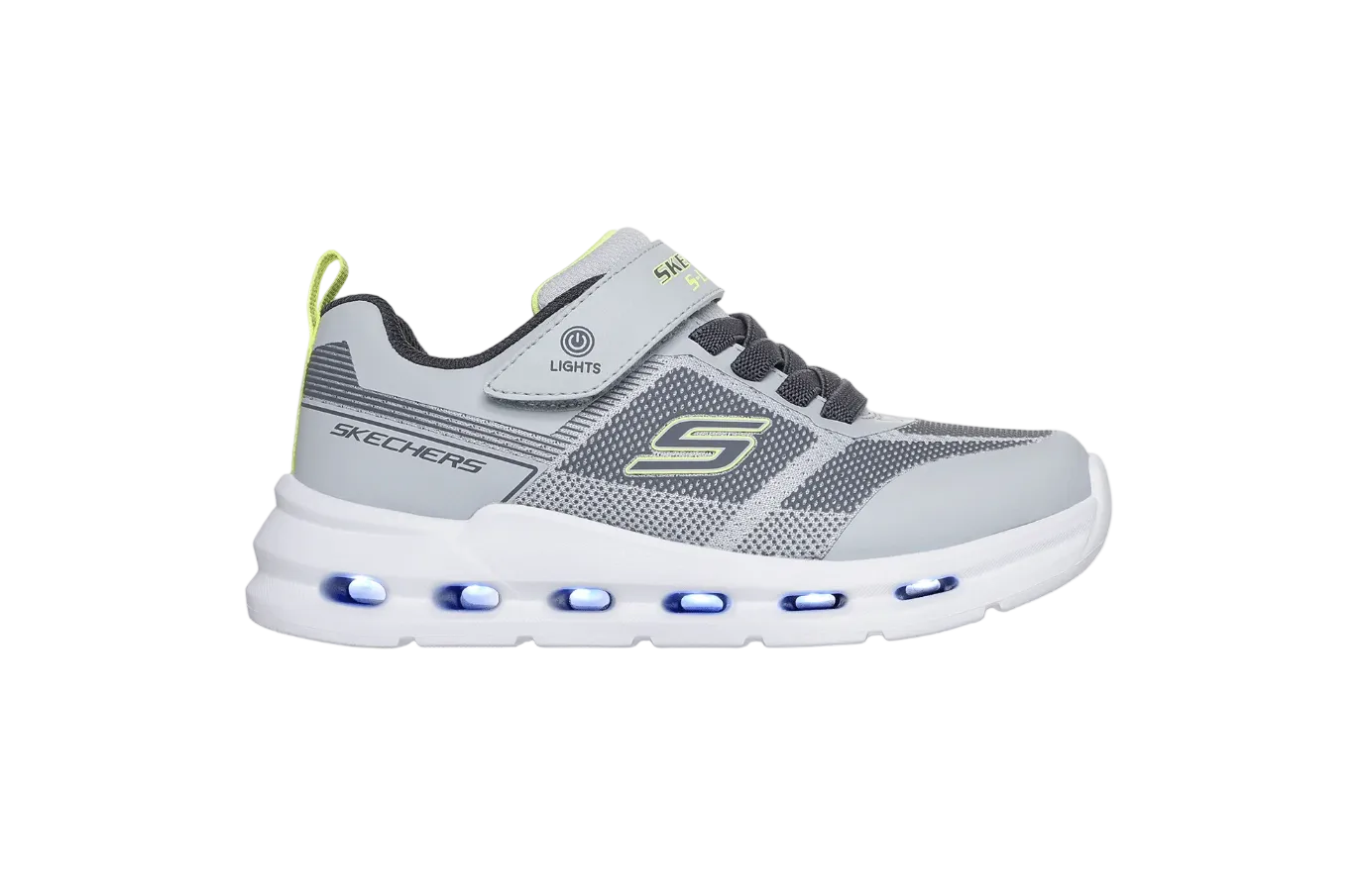 Skechers Boys Trainer S Lights: Glide-Step Lights Gray/Lime