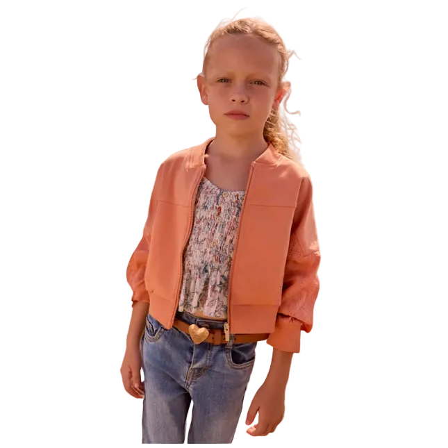 Mayoral Girls Zip Sweater Peach