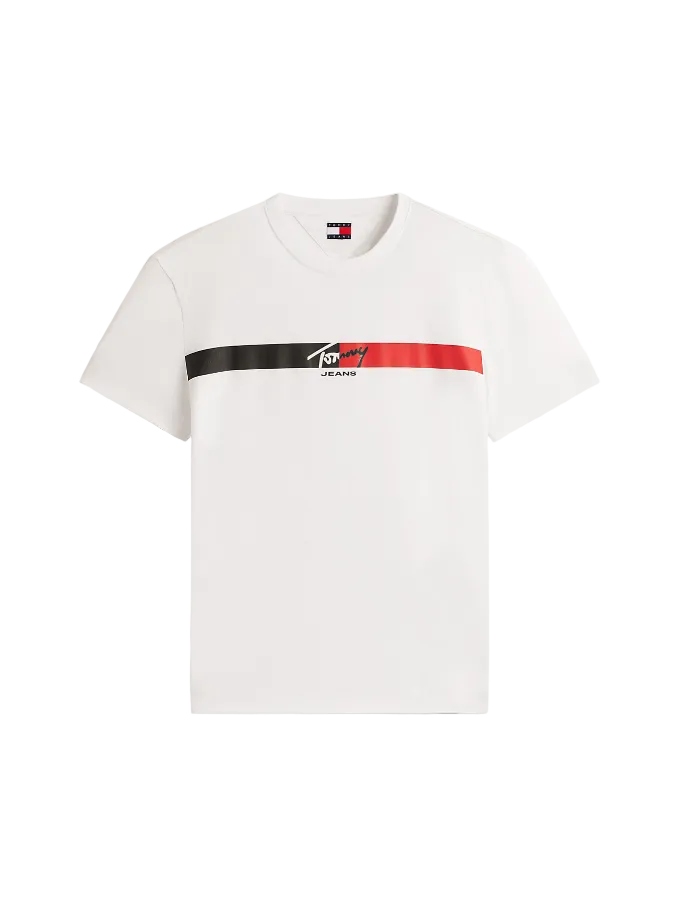 Tommy Jeans Mens Signature Logo Jersey T-Shirt Ecru
