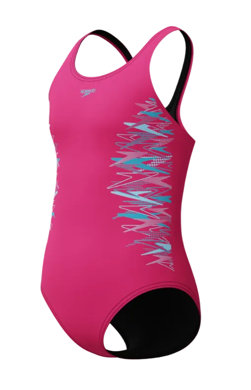 Speedo Girls Swimsuit Placement Muscleback Pink/Blue