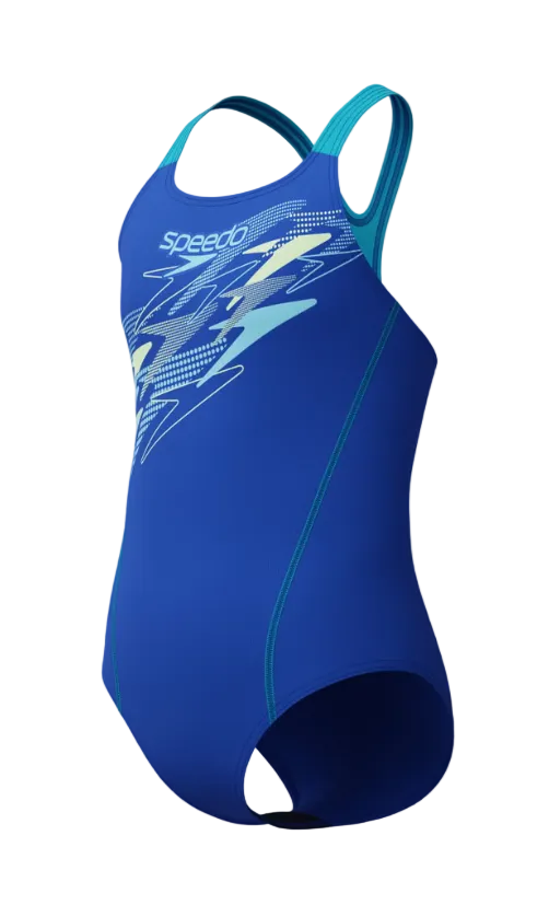 Speedo Girls Swimsuit Medley Logo Medalist Blue/Light Green