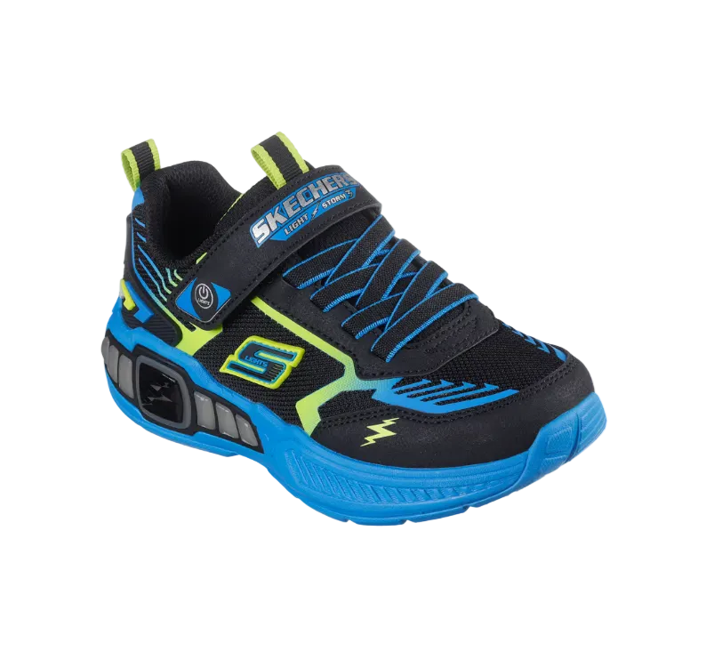 Skechers Boys Trainers S Lights-Light Storm 3 Black/Blue/Lime