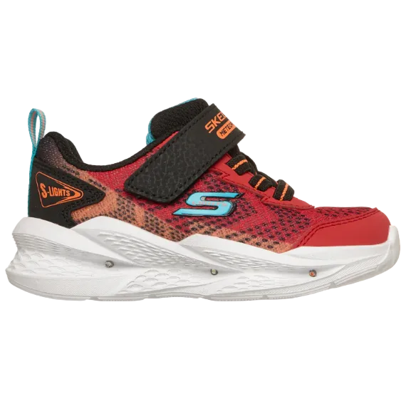 Skechers Boys Trainers Meteor Lights Red/Black