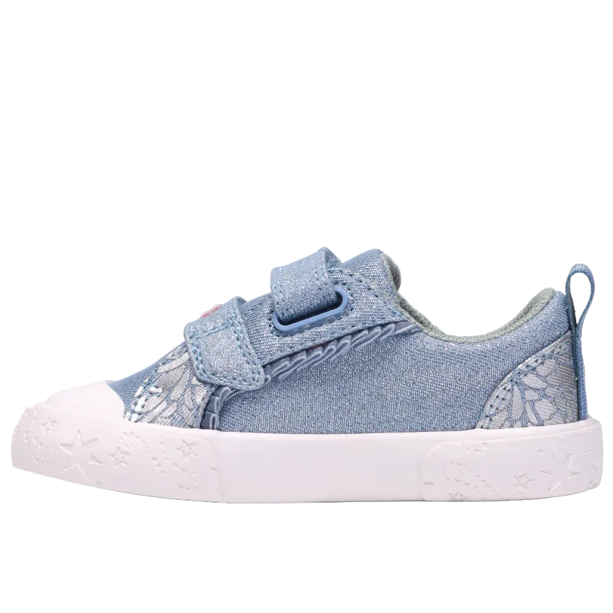 Clarks Girls Canvas Shoe Foxing Trim Denim Canvas