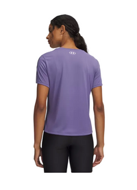 Under Armour Womens T-Shirt Tech Woodmark Tape S/S Purple Luxe/Black/White