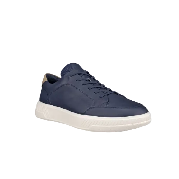 Ecco men's marine leather lace-up trainer