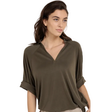 YAYA Womens Top 01-709381-604 Army Green