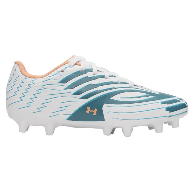 Under Armour Junior Football Boot Shadow Select 4 FG White/Blue/Azul