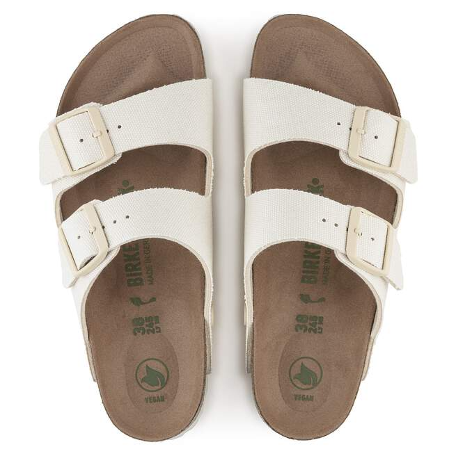 Birkenstock Womens Sandal Arizona Rivet Logo Canvas Eggshell