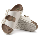 Birkenstock Womens Sandal Arizona Rivet Logo Canvas Eggshell