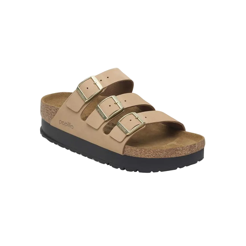 Birkenstock women's gold leather sandal with buckle
