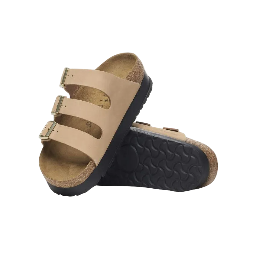Birkenstock women's gold leather sandal with buckle