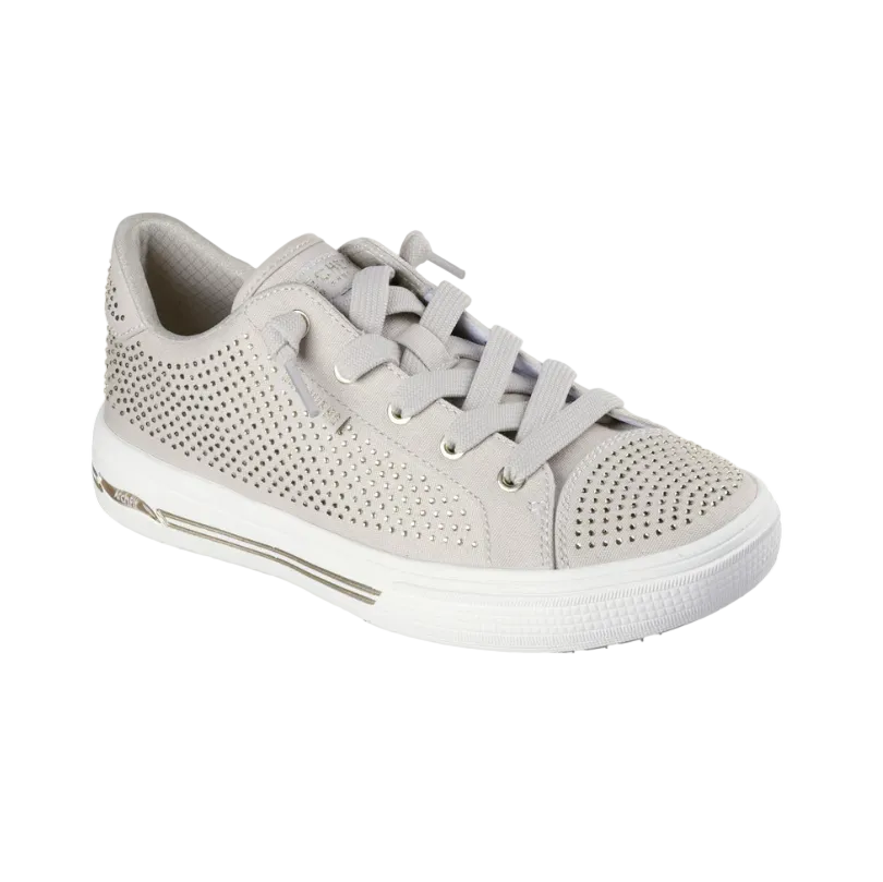 Skechers women's gold and taupe lace-up trainer