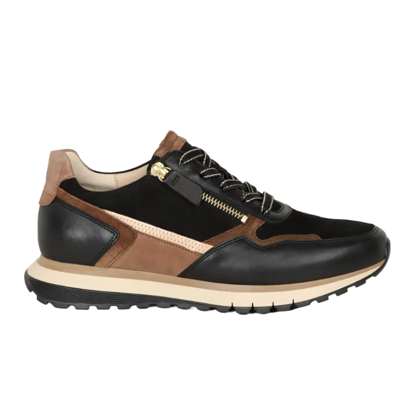 Gabor Womens Trainer Hollywell Black/Whisky/Gold