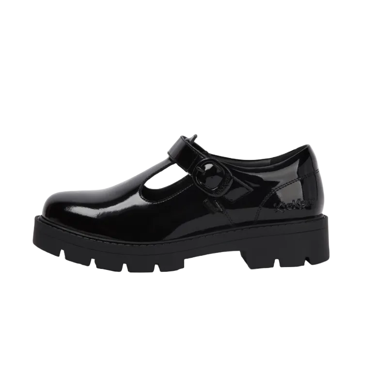 Kickers Youth Girls Kori T-Bar Patent Leather Black