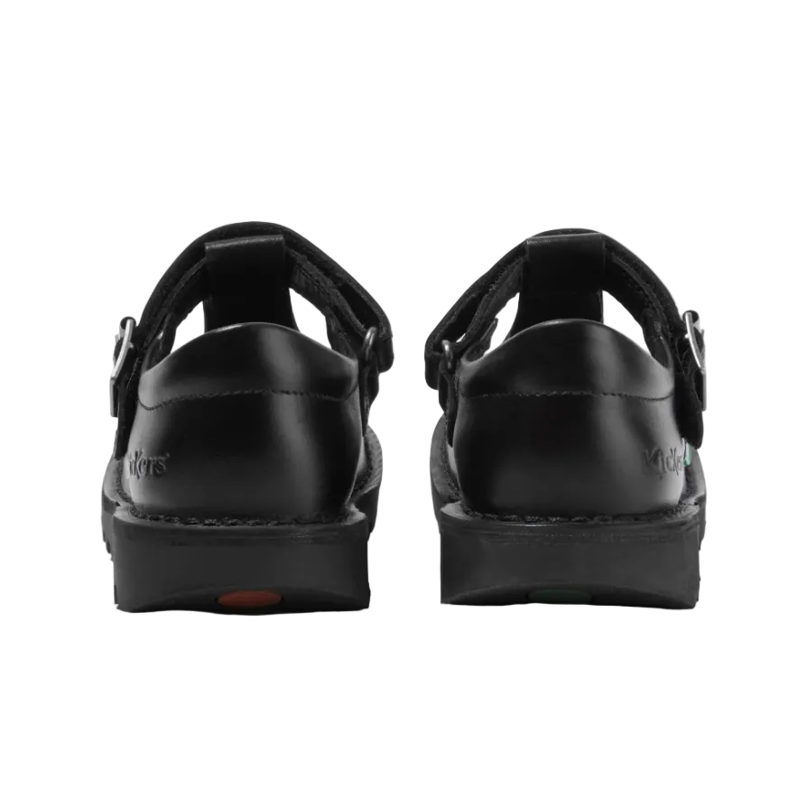 Kickers Junior Girls Shoe Kick T-Bar Vel Leather Black