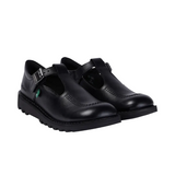 Kickers Youth Girls Kick T-Bar Leather Black