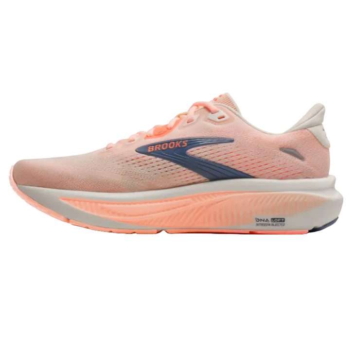 Brooks women's white and peach Ghost 18 trainer