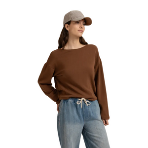 YAYA Womens Top V-Neck Twisted Detail Partridge Brown