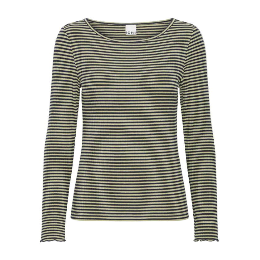 Ichi women's leek green Cella long sleeve t-shirt