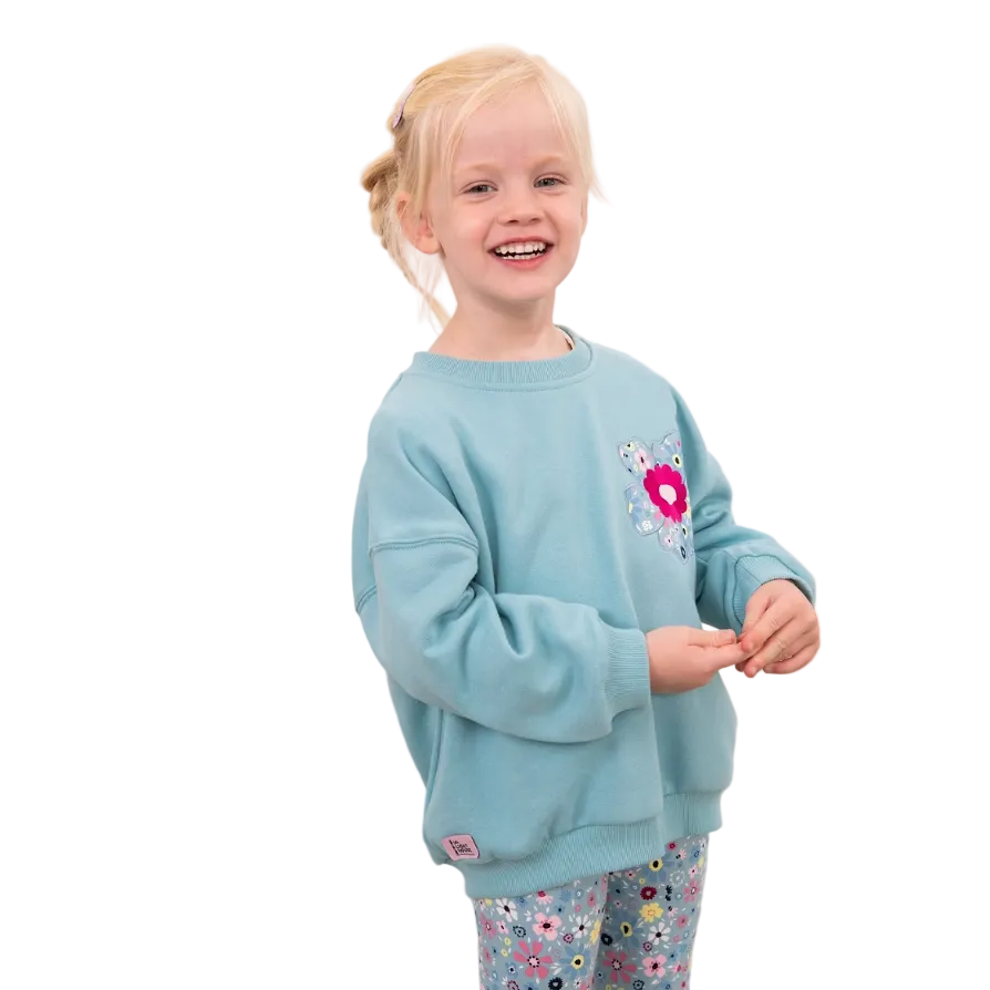 Lighthouse Flora girls' pastel teal sweatshirt